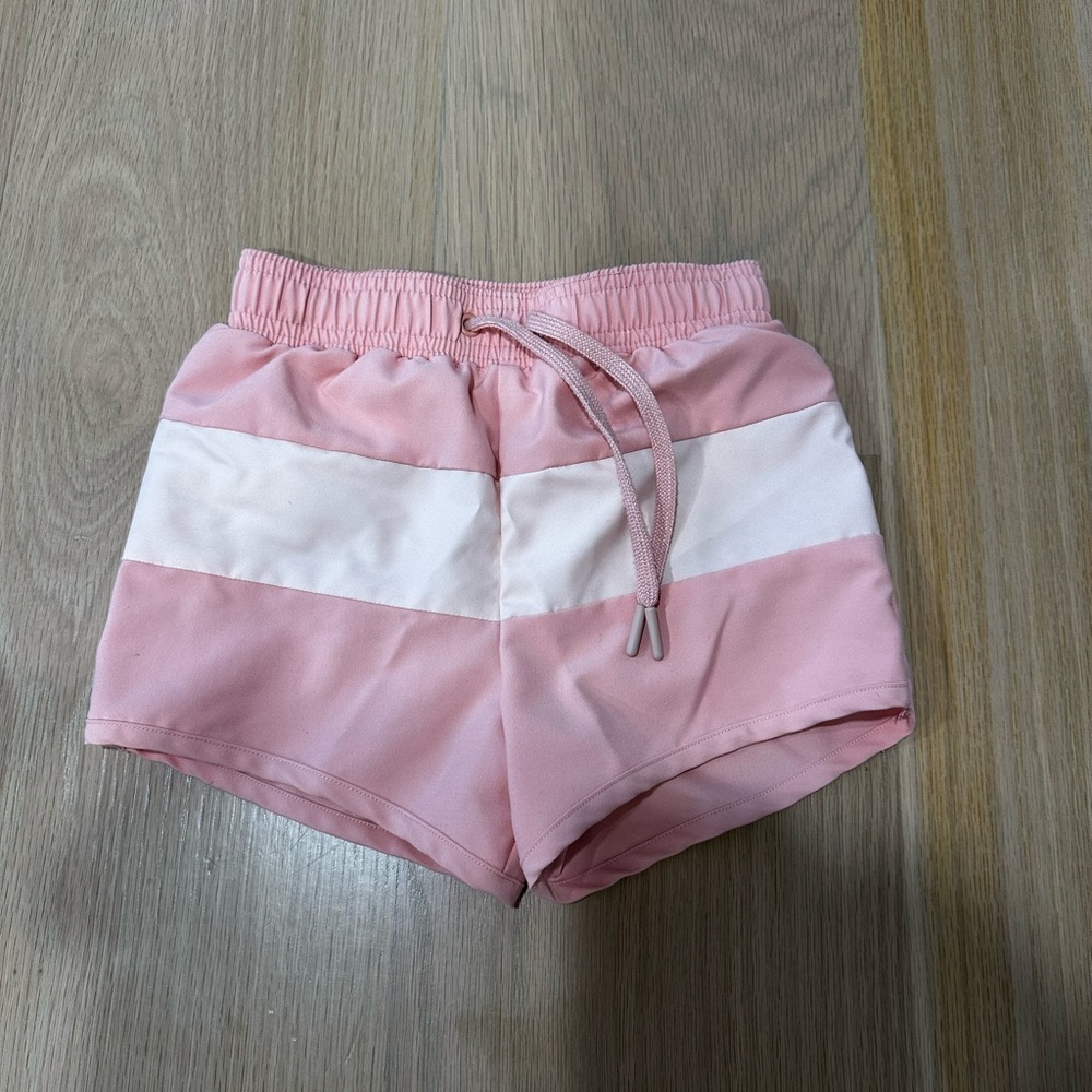 Kids Pink and White Swim Trunks